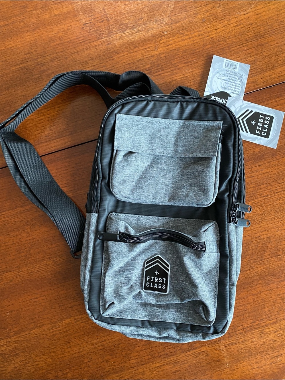 First Class Unisex Gray crossbody Sling Bag with Multiple Pockets